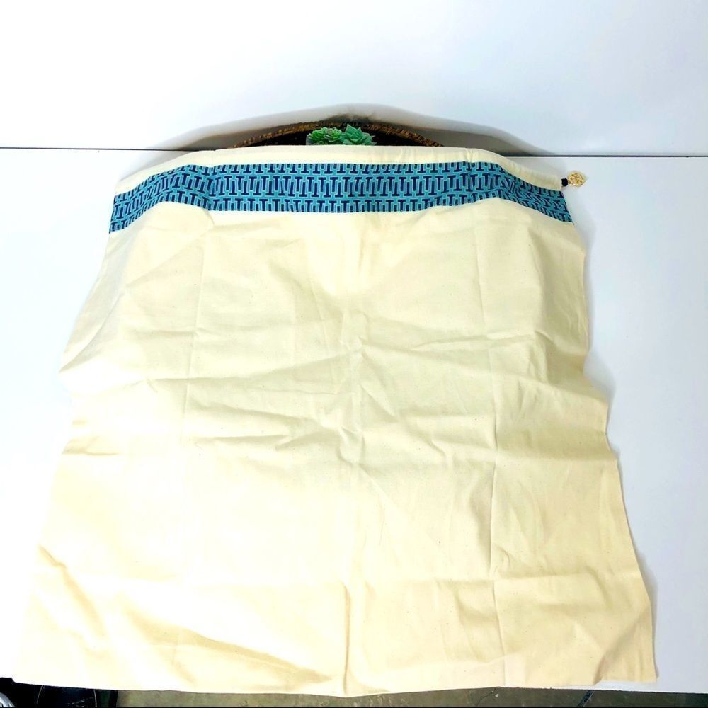 Tory Burch Cream Drawstring Dust Bag Teal